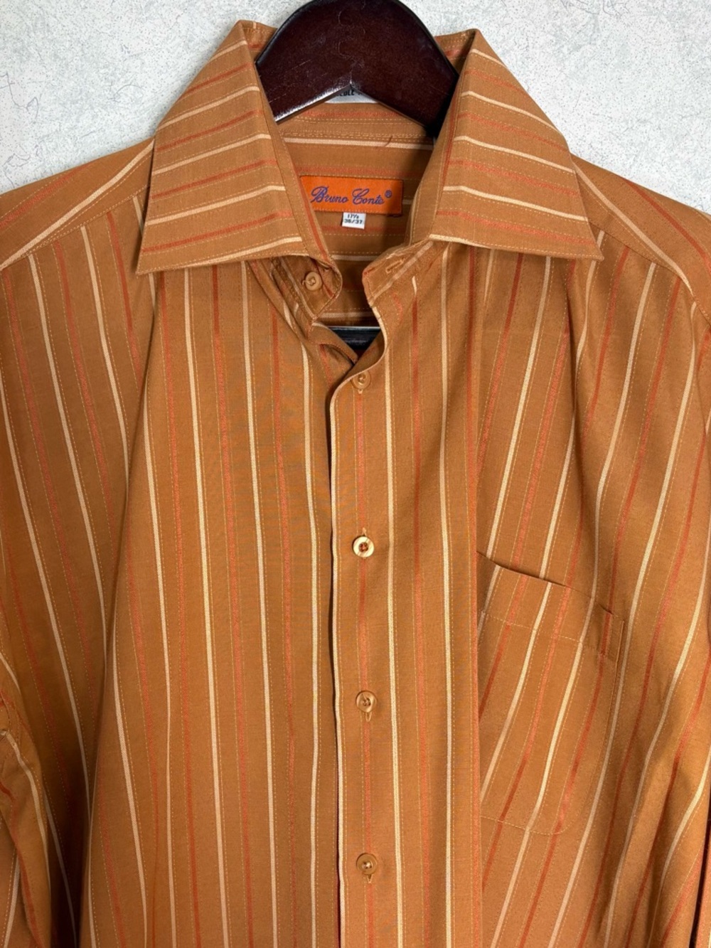 Bruno Conte Burnt Orange Stripe Dress Shirt